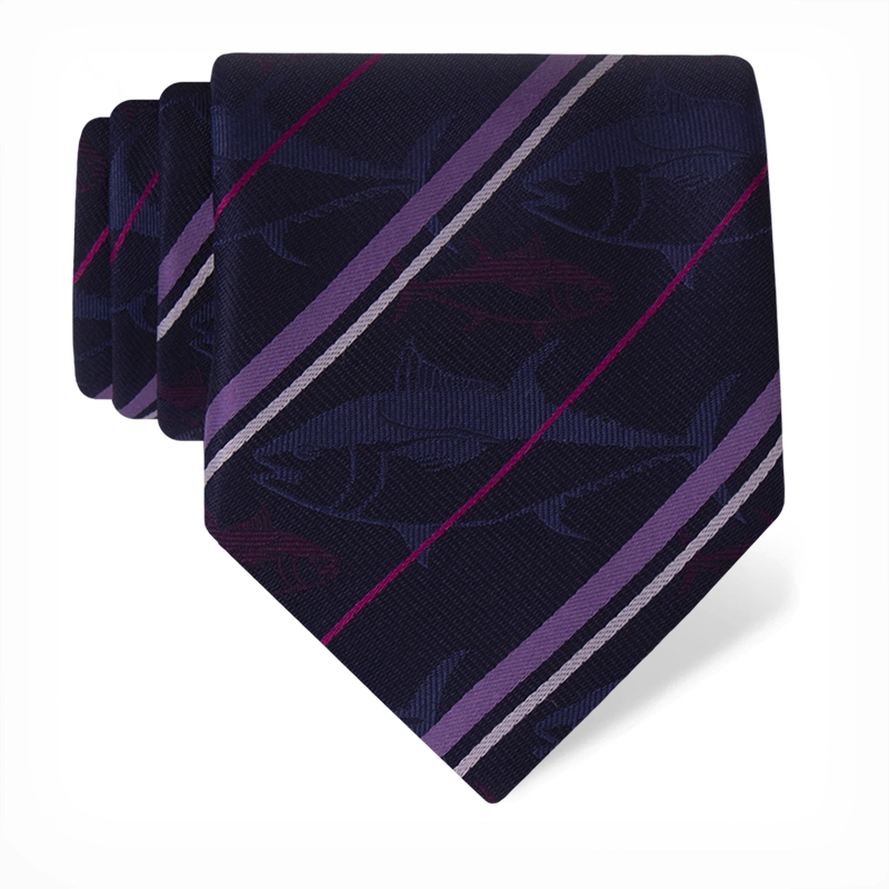 Cravat CROATA Thematic  Tuna fish Dark blue  Silk 100%  