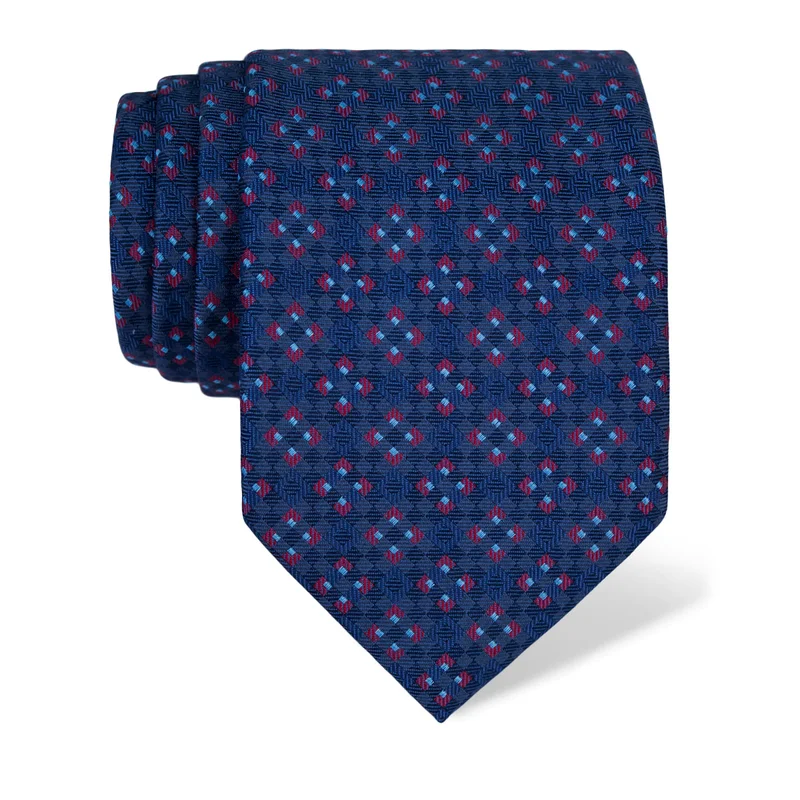 Cravat CROATA Thematic  Squares Blue  Silk 100%  