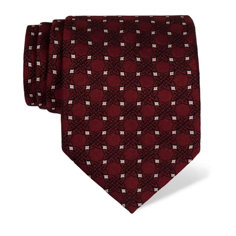 Cravat CROATA Thematic  Braiding Wine red  Silk 100%  