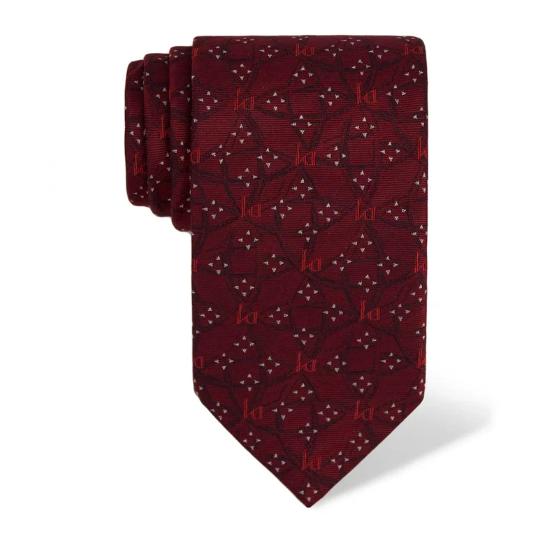 Cravat CROATA Thematic  Braiding and glagolitic alphabet Wine red  Silk 100%  
