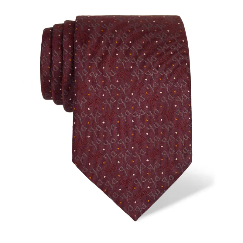 Cravat CROATA Thematic  Glagolitic alphabet Wine red  Silk 100%  