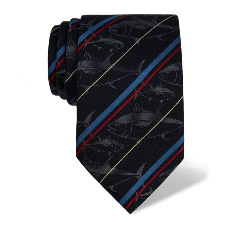 Cravat CROATA Thematic  Tuna fish Dark blue  Silk 100%  