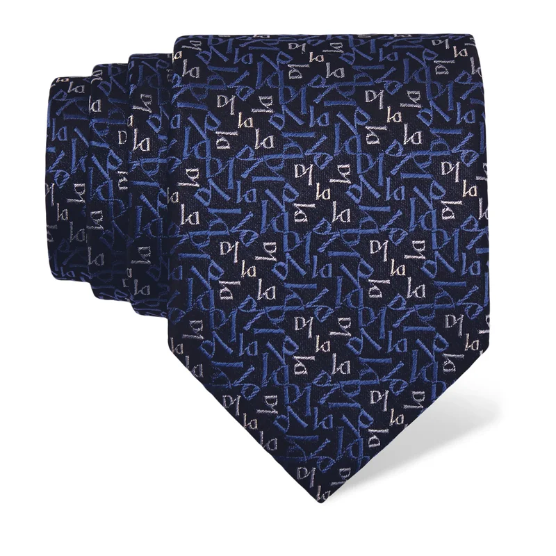 Cravat CROATA Thematic  Glagolitic alphabet Dark blue  Silk 100%  