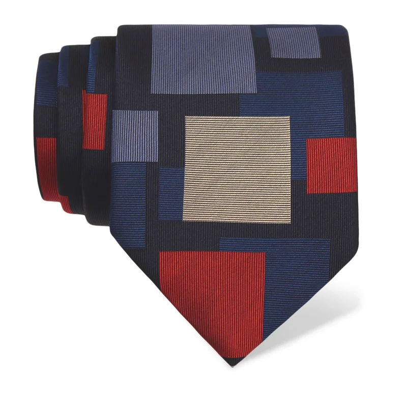 Cravat CROATA Thematic  Squares Blue  Silk 100%  