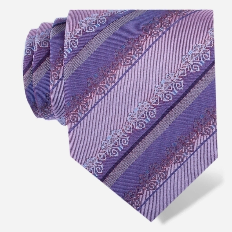 Cravat CROATA Brijuni Thematic  Folk embroidery Lilac  Silk 100%  