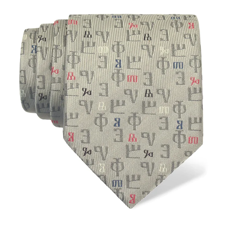 Cravat CROATA Brijuni Thematic  Glagolitic alphabet Grey  Silk 100%  