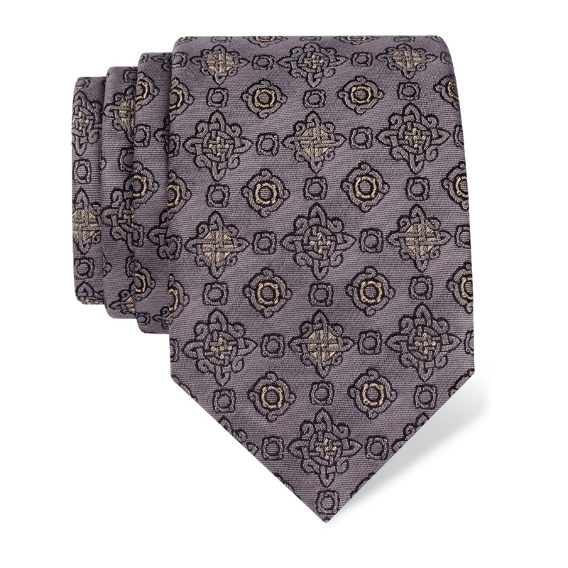 Cravat CROATA auHRum Thematic Limited edition Braiding Light grey  Silk 80%, Golden laminated silk thread 20%  