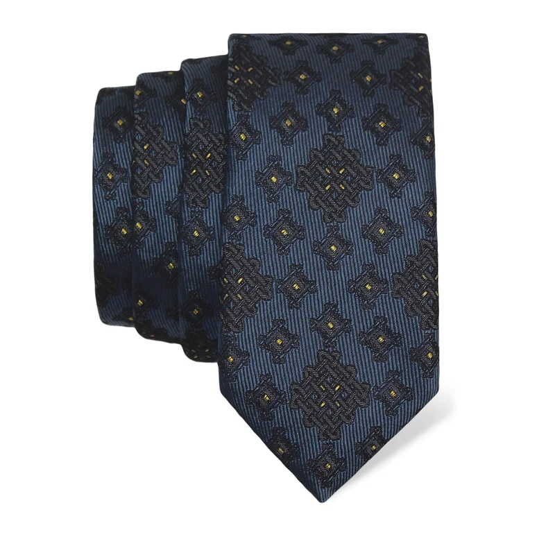 Cravat CROATA AuHRum Thematic  Braiding Blue  Silk 87%,Metalized silk thread(gold)13%  