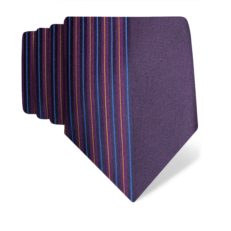 Cravat CROATA Thematic Large Braiding Purple  Silk 100%  