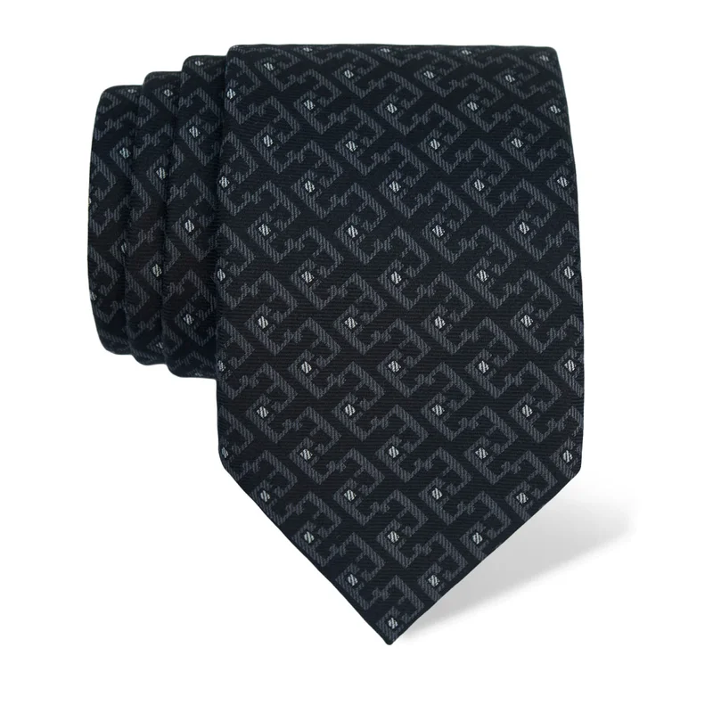 Cravat CROATA Thematic Large Glagolitic alphabet Black  Silk 100%  