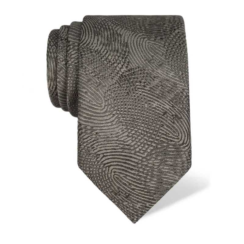 Cravat CROATA Thematic Large Fingerprints by Ivan Vučetić Light grey  Silk 100%  