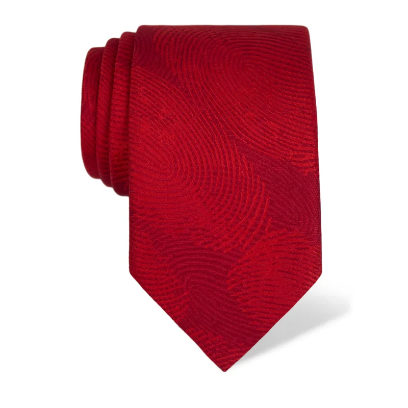 Cravat CROATA Thematic Large Fingerprints by Ivan Vučetić Red  Silk 100%  