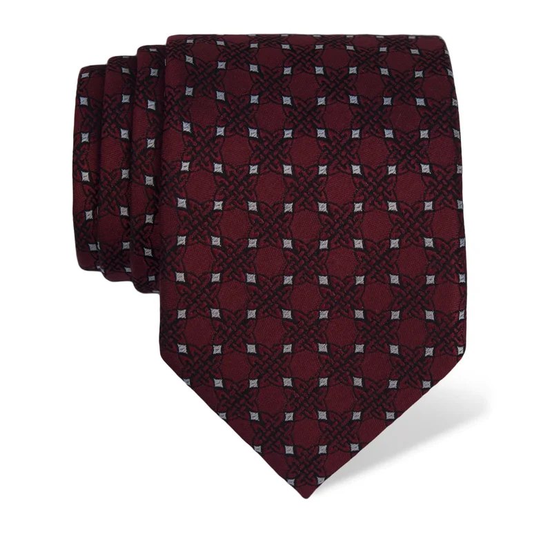 Cravat CROATA Thematic Large Braiding Wine red  Silk 100%  