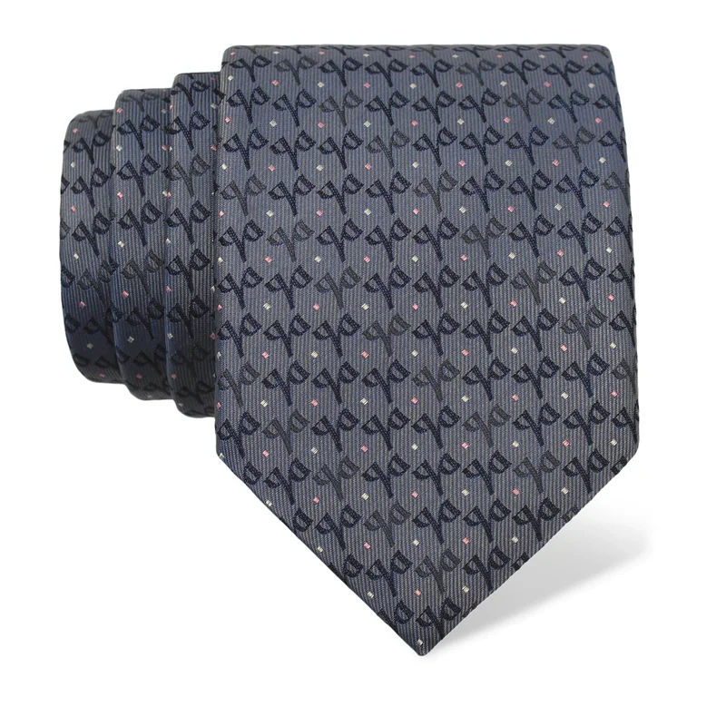 Cravat CROATA CROATA Thematic Large Glagolitic alphabet Light blue  Silk 100%  