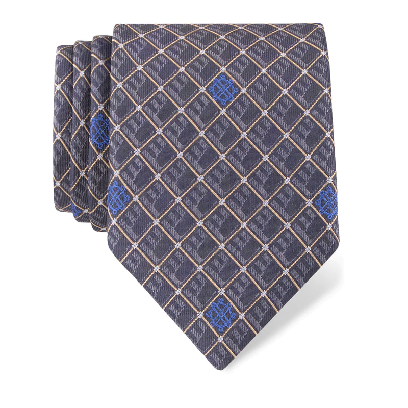 Cravat CROATA Thematic  Braiding and glagolitic alphabet Grey  Silk 100%  Short sleeve