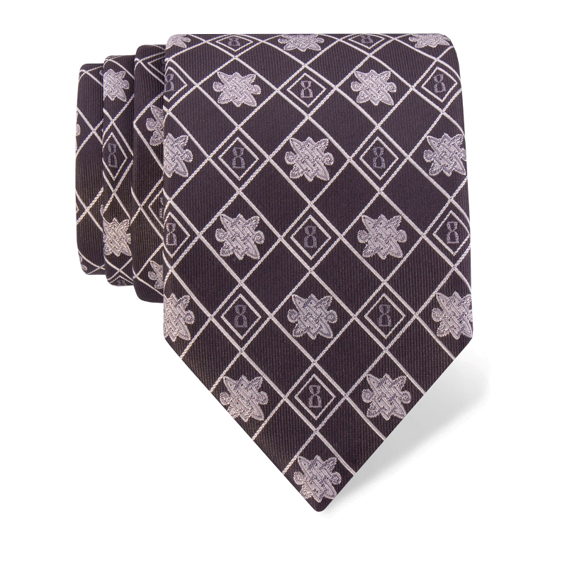 Cravat CROATA Thematic  Braiding and glagolitic alphabet Black  Silk 100%  Short sleeve