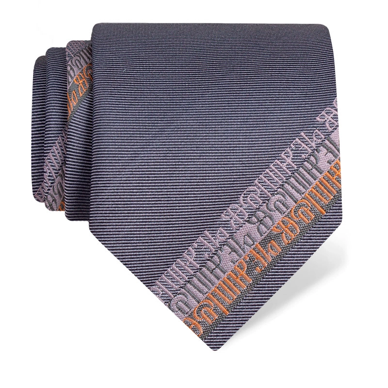 Cravat CROATA Thematic  Glagolitic alphabet Grey  Silk 100%  