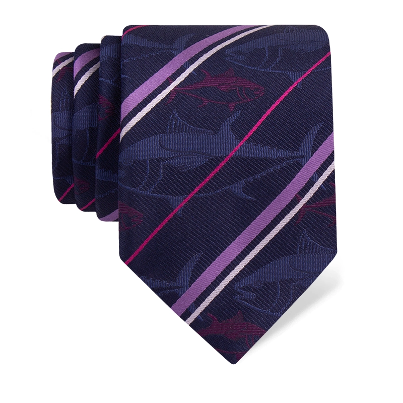 Cravat CROATA Thematic  Tuna fish Blue  Silk 100%  