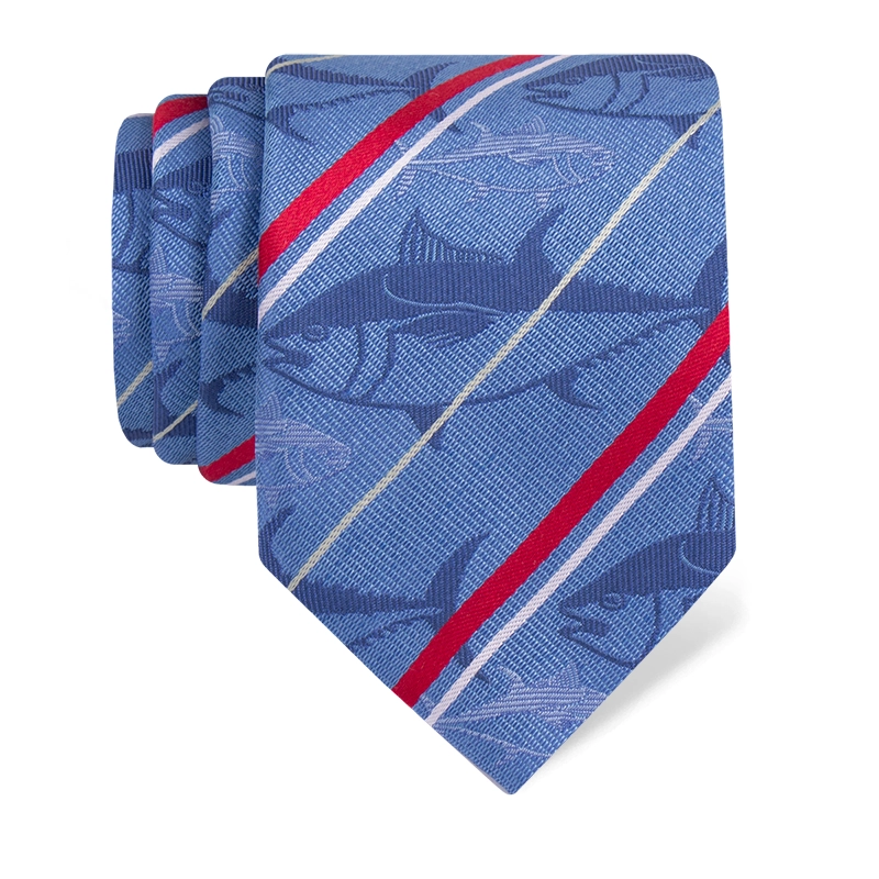 Cravat CROATA Thematic  Tuna fish Dark blue  Silk 100%  