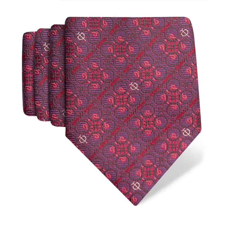 Cravat CROATA Thematic  Braiding and glagolitic alphabet Wine red  Silk 100%  