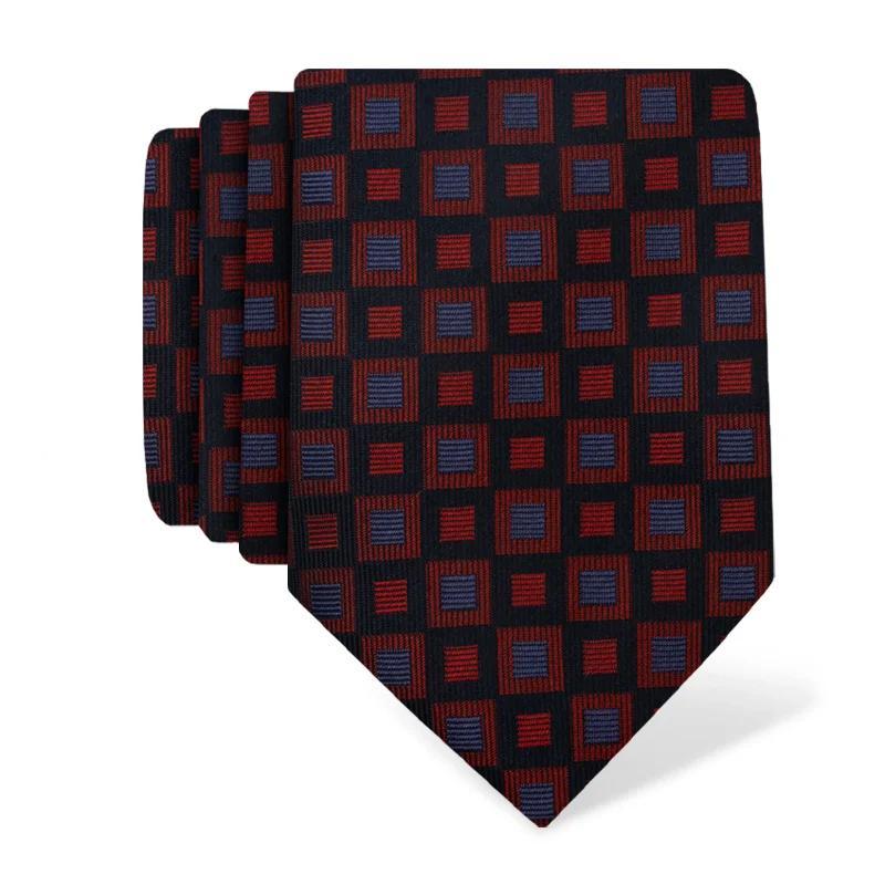 Cravat CROATA Trend Thematic  Squares Red  Silk 100%  