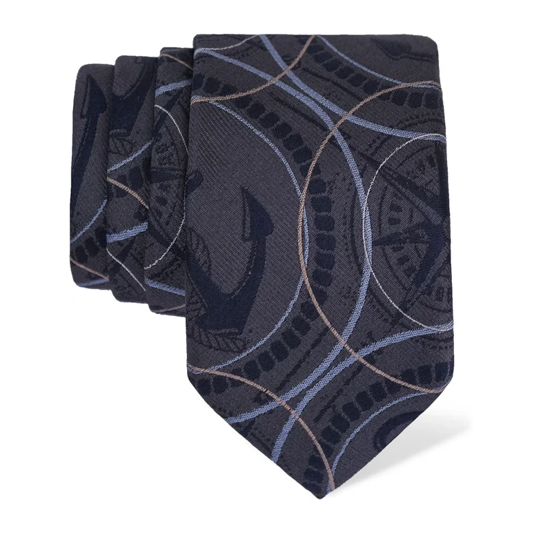 Cravat CROATA Thematic  Maritime motifs Grey  Silk 100%  