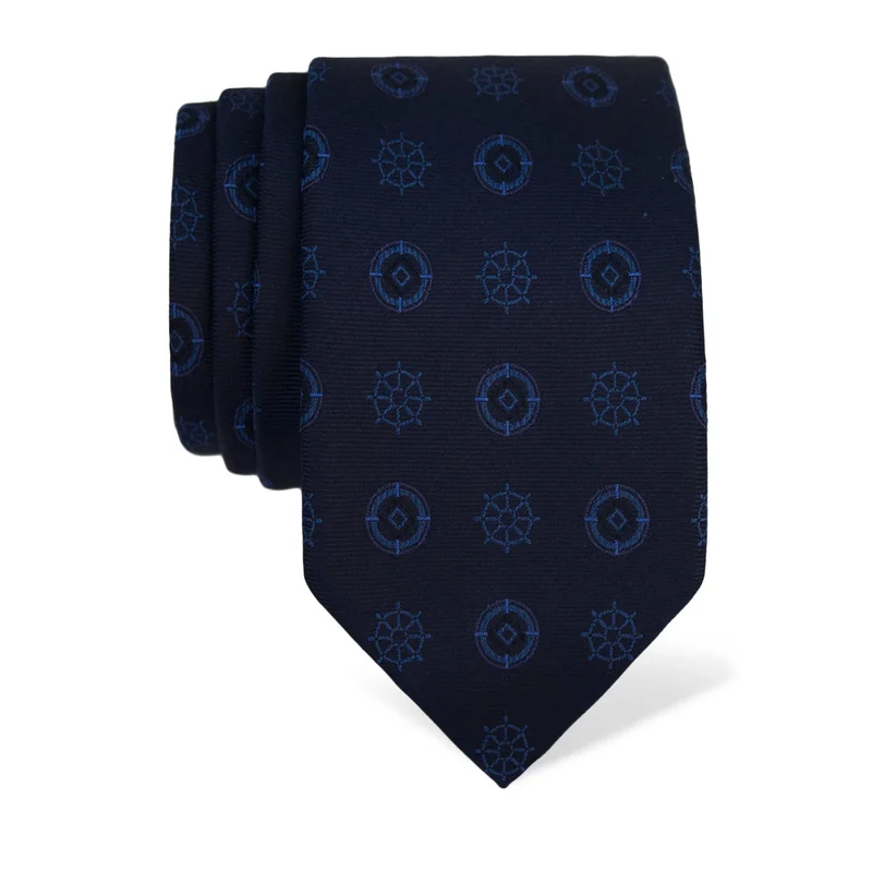 Cravat CROATA Thematic  Maritime motifs Dark blue  Silk 100%  