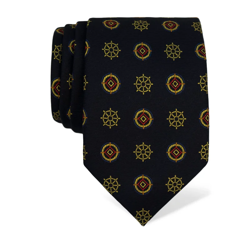 Cravat CROATA Thematic  Maritime motifs Dark blue  Silk 100%  