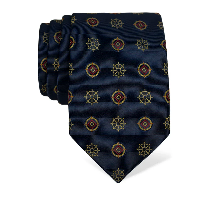 Cravat CROATA Thematic  Maritime motifs Blue  Silk 100%  