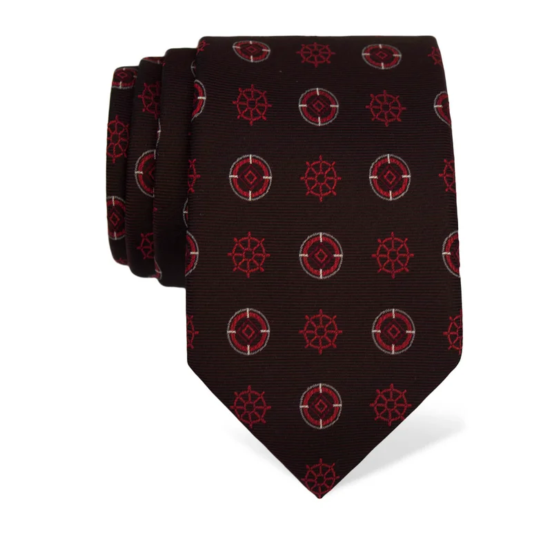 Cravat CROATA Thematic  Maritime motifs Wine red  Silk 100%  