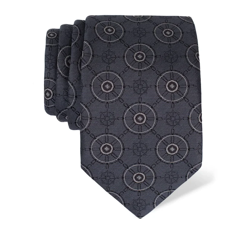 Cravat CROATA Thematic  Maritime motifs Grey  Silk 100%  
