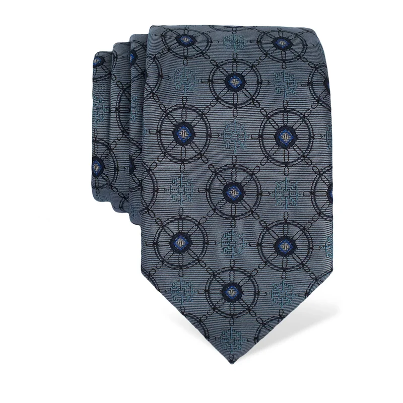 Cravat Thematic  Maritime motifs Light blue  Silk 100%  