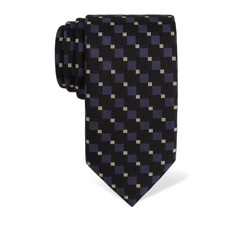 Cravat CROATA Thematic  Squares Dark blue  Silk 100%  