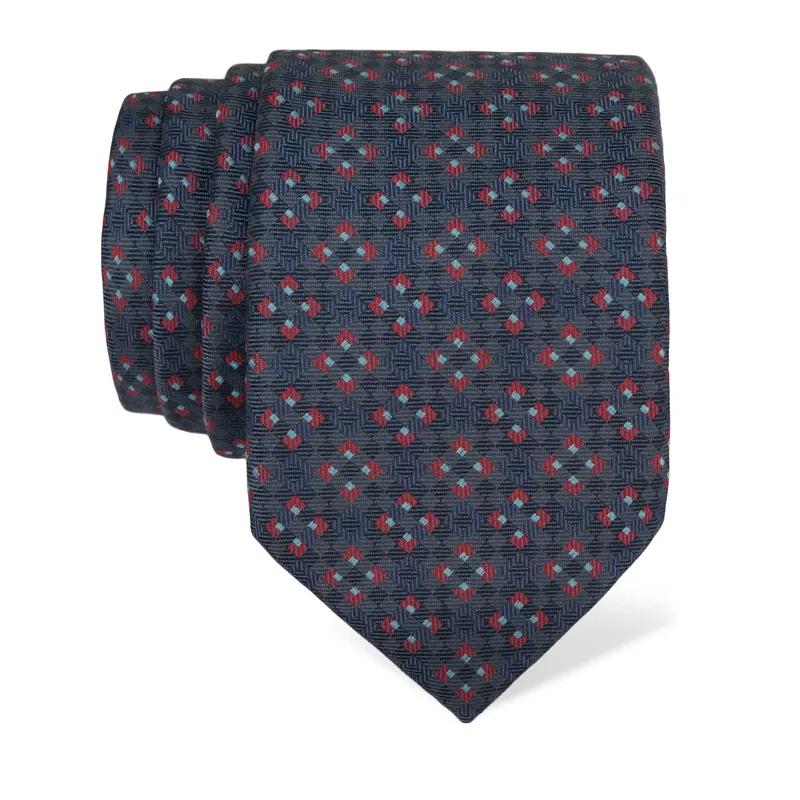 Cravat CROATA Thematic  Squares Blue  Silk 100%  