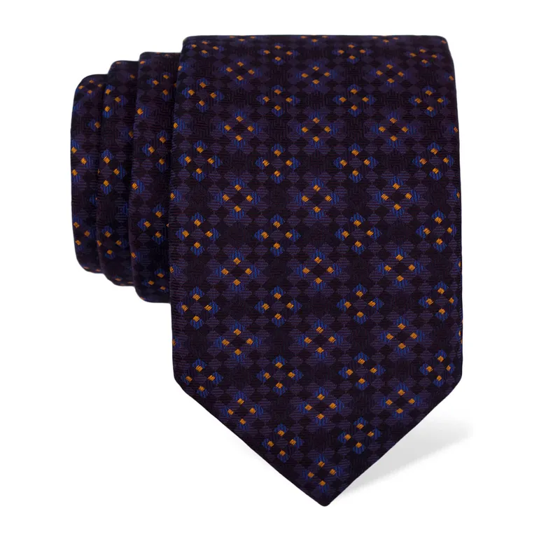 Cravat CROATA Thematic  Squares Dark blue  Silk 100%  