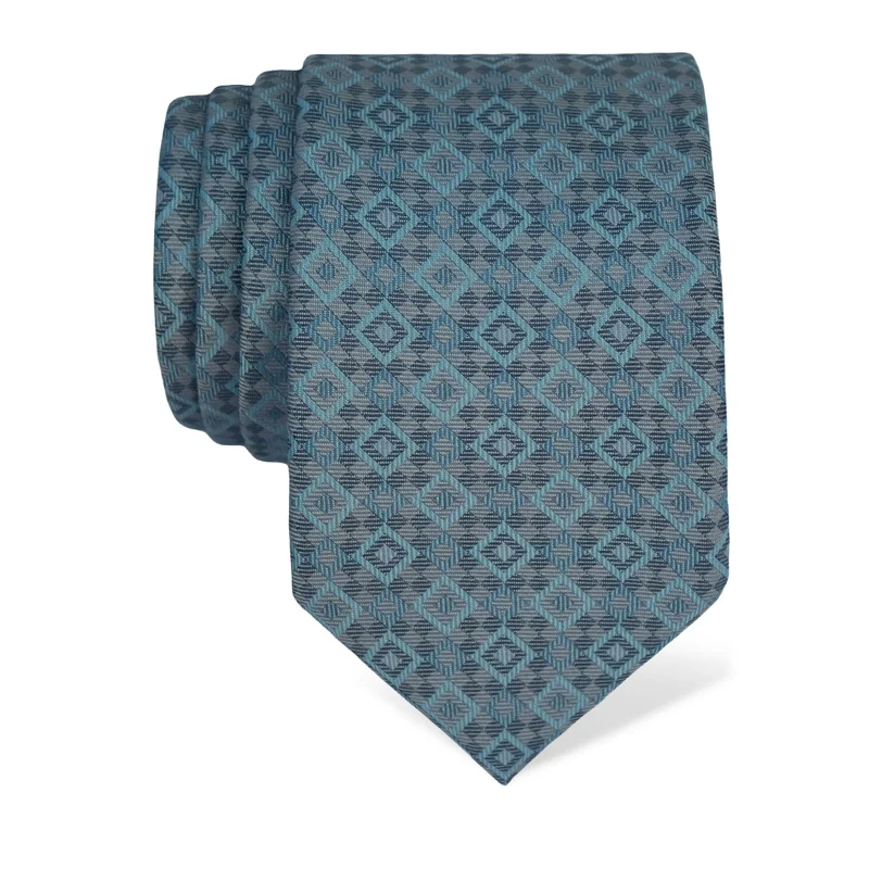 Cravat CROATA Thematic  Squares Light blue  Silk 100%  