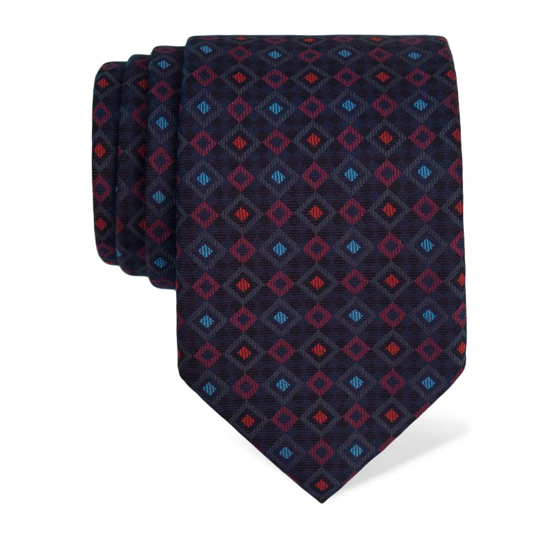Cravat CROATA Thematic  Squares Blue  Silk 100%  