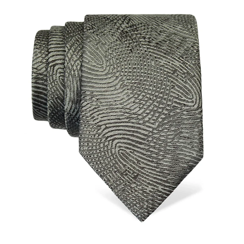 Cravat CROATA Thematic  Fingerprints by Ivan Vučetić Light grey  Silk 100%  