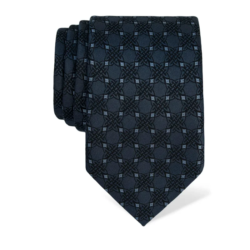 Cravat CROATA Thematic  Braiding Blue  Silk 100%  