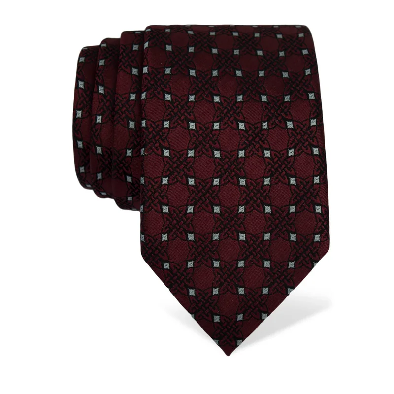 Cravat CROATA Thematic  Braiding Wine red  Silk 100%  