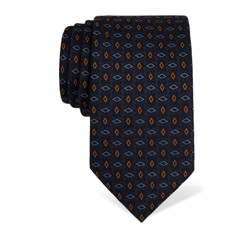 Cravat CROATA Thematic  Folk embroidery Dark blue  Silk 100%  