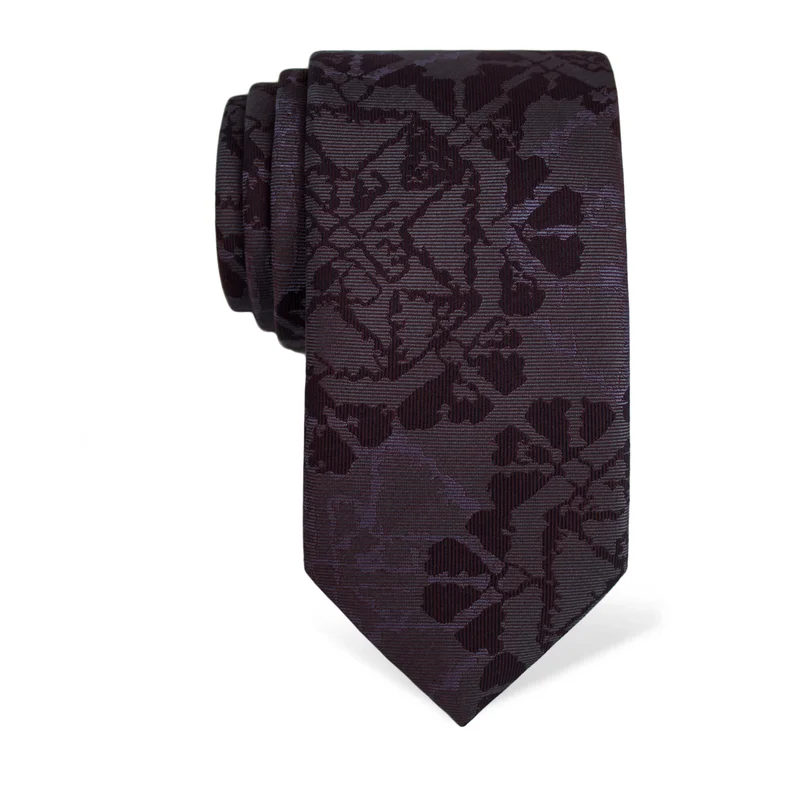 Cravat CROATA Thematic  Folk embroidery Wine red  Silk 100%  