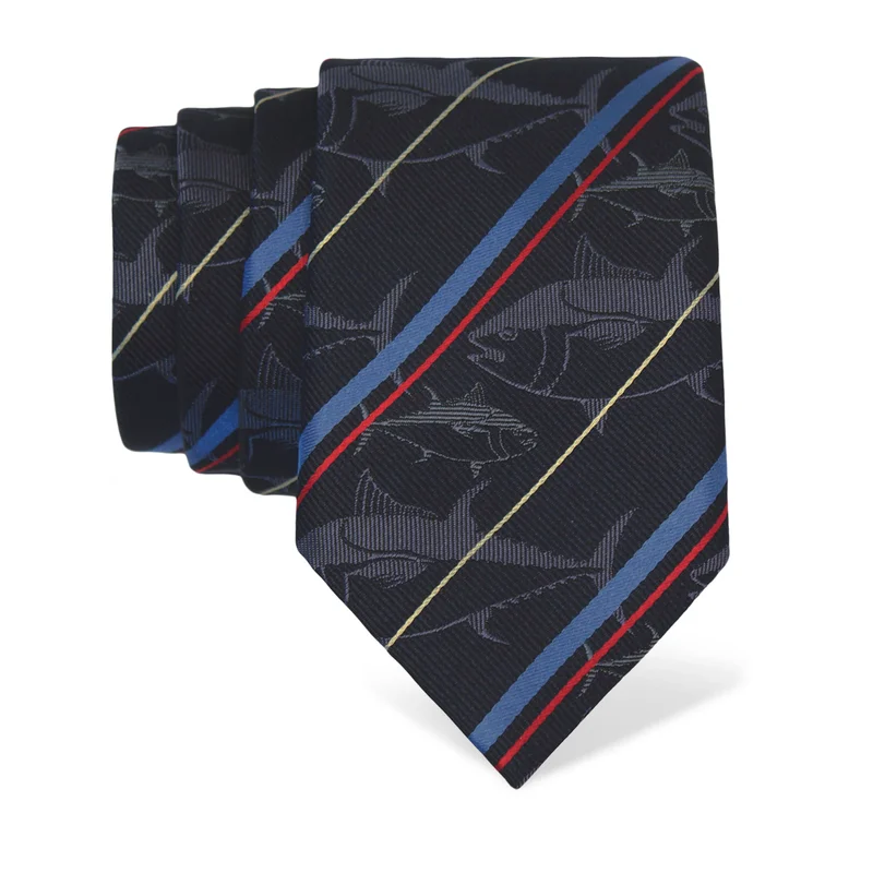 Cravat CROATA Thematic  Tuna fish Dark blue  Silk 100%  