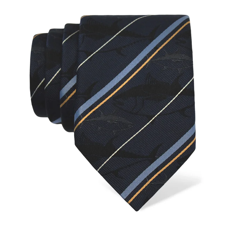 Cravat CROATA Thematic  Tuna fish Dark blue  Silk 100%  
