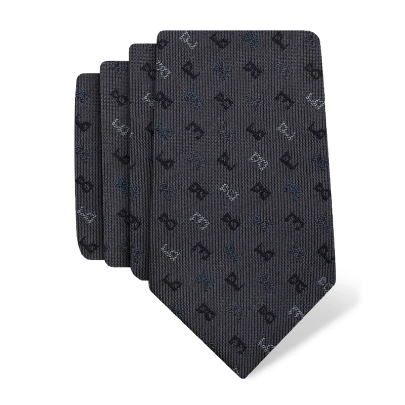 Cravat CROATA Thematic  Glagolitic alphabet Grey  Silk 100%  