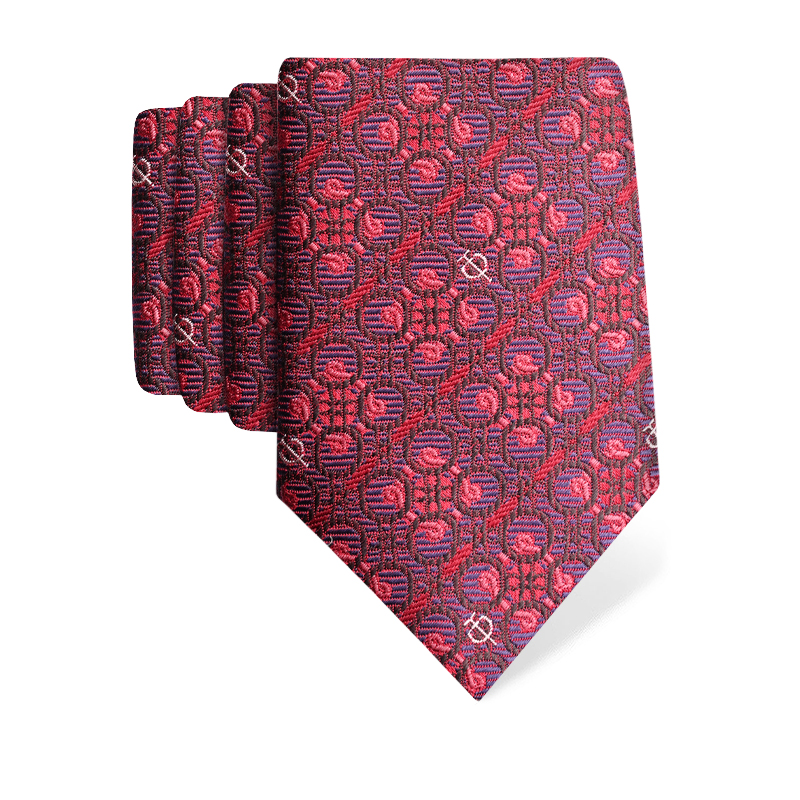 Cravat CROATA Thematic  Braiding and glagolitic alphabet Wine red  Silk 100%  