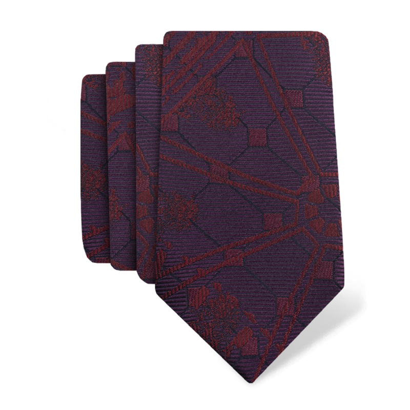 Cravat CROATA Thematic  Octagon Wine red  Silk 100%  
