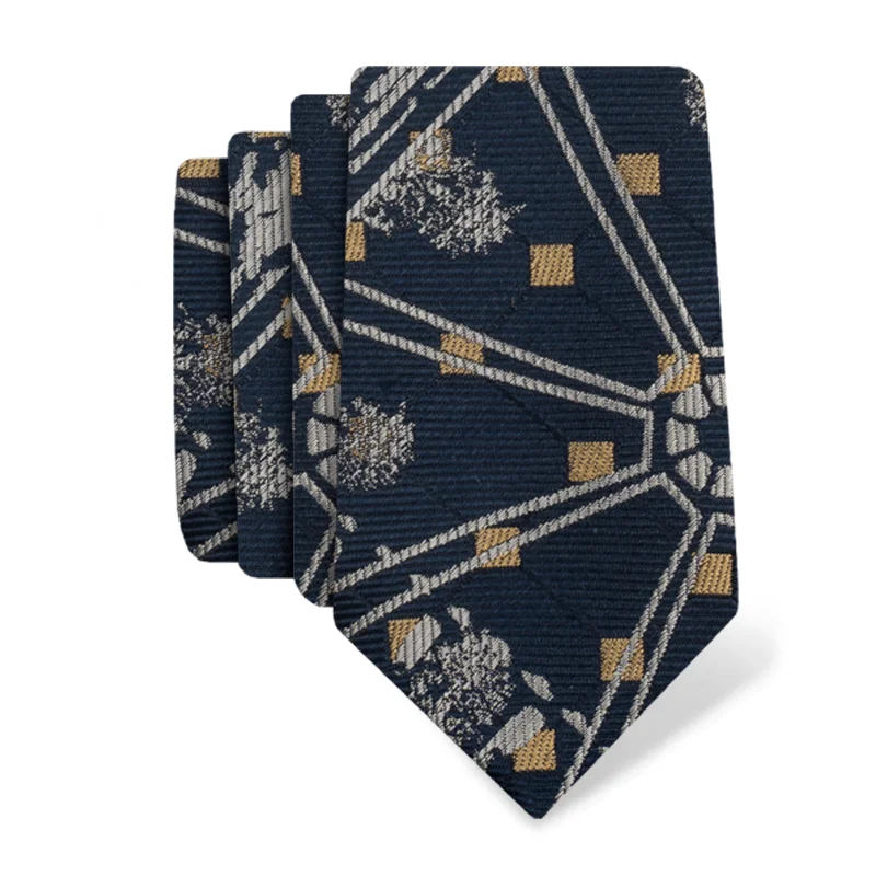 Cravat CROATA Thematic  Octagon Blue  Silk 100%  