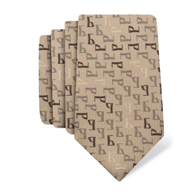 Cravat CROATA Thematic  Glagolitic alphabet Beige  Silk 100%  