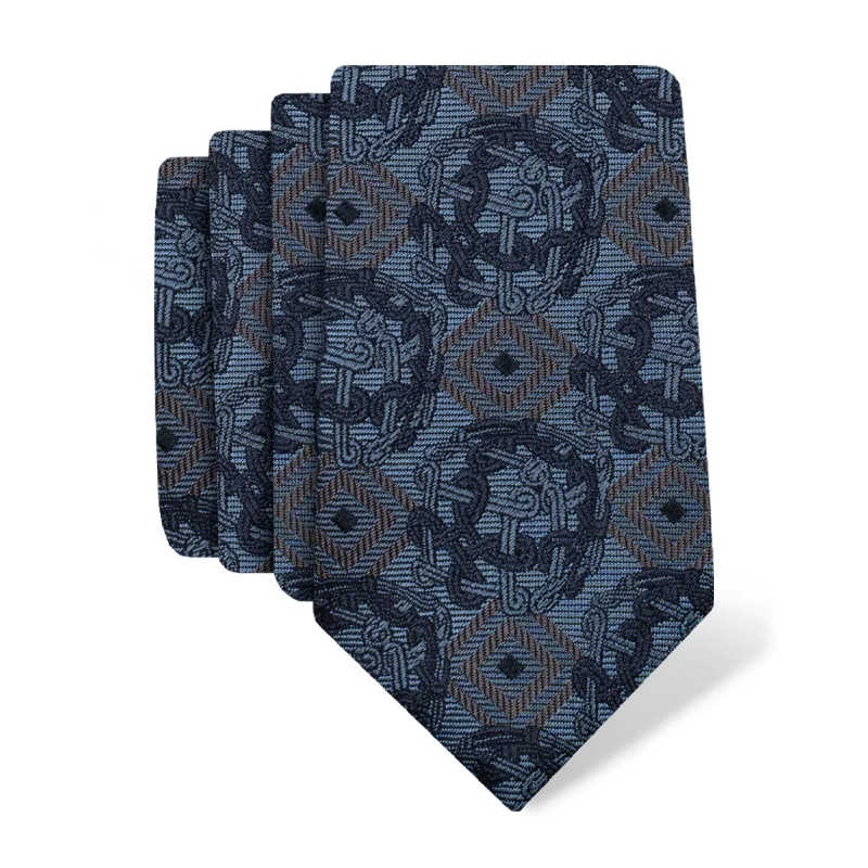Cravat CROATA Thematic  Braiding Blue  Silk 100%  